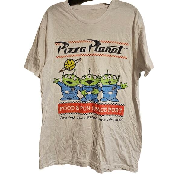 unknown Other - Large Toy Story Mens Pizza Planet Food & Fun Space Port White Shirt